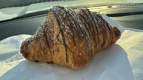 Croissant on a paper bag